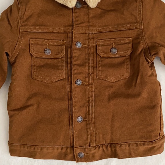 Gap Denim | Fall 2023 Sherpa Lined Icon Denim Jacket 778072 Bright Brown (5) - Picture 5 of 16